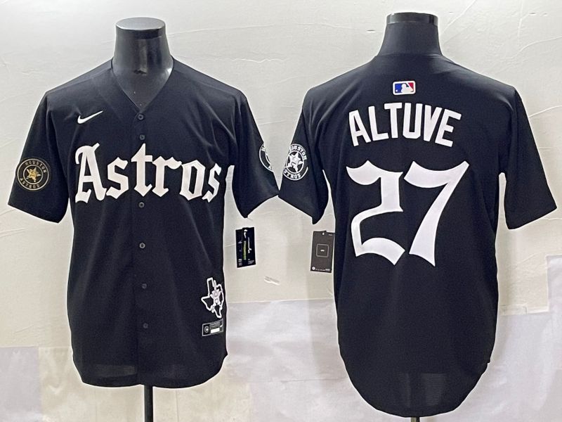 Men 2025 Houston Astros #27 Altuve Black Five generations Joint Name Nike MLB Jersey style 18